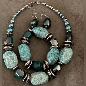 Blue Glaze of Glory Necklace, Bracelet and Earrings set